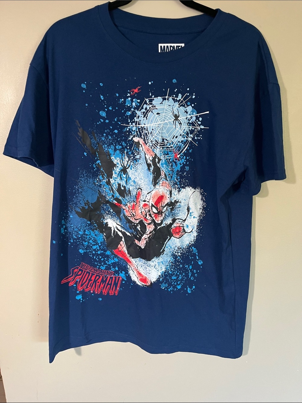 Marvel Navy Blue Spider-Man Graphic Tee with Red & Light Blue Accents